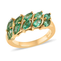 AAA Kagem Zambian Emerald Sea Waves Ring in Vermeil Yellow Gold Over Sterling Silver (Size 6.0) 1.25 ctw
