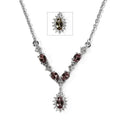 Bekily Color Change Garnet and White Zircon Sunburst Necklace 18 Inches in Platinum Over Sterling Silver 1.50 ctw - Sticky add to cart bar
