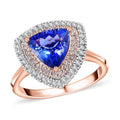 One Time Only Iliana 18K Yellow Gold AAA Tanzanite and SI Natural Yellow and White Diamond Double Halo Ring (Size 6.0) 1.90 ctw - Sticky add to cart bar