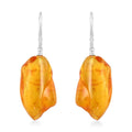 Yellow Amber Free Form Earrings in Sterling Silver - Sticky add to cart bar