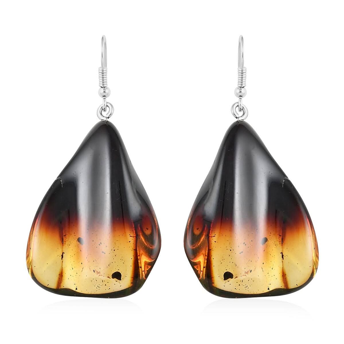 Baltic Amber Wave Design Earrings in Sterling Silver