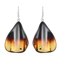 Baltic Amber Wave Design Earrings in Sterling Silver