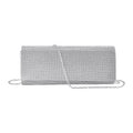 Silver Color Crystal Clutch Bag (10"x2.36"x4") with Shoulder Strap (47") - Sticky add to cart bar
