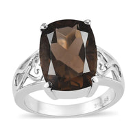 Brazilian Smoky Quartz Ring in Stainless Steel (Size 10.0) 6.00 ctw