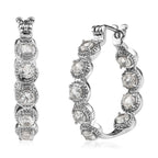 Thai Black Spinel Hoop Earrings in Stainless Steel 3.75 ctw