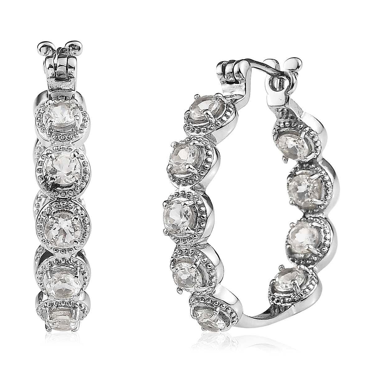 Thai Black Spinel Hoop Earrings in Stainless Steel 3.75 ctw (3)