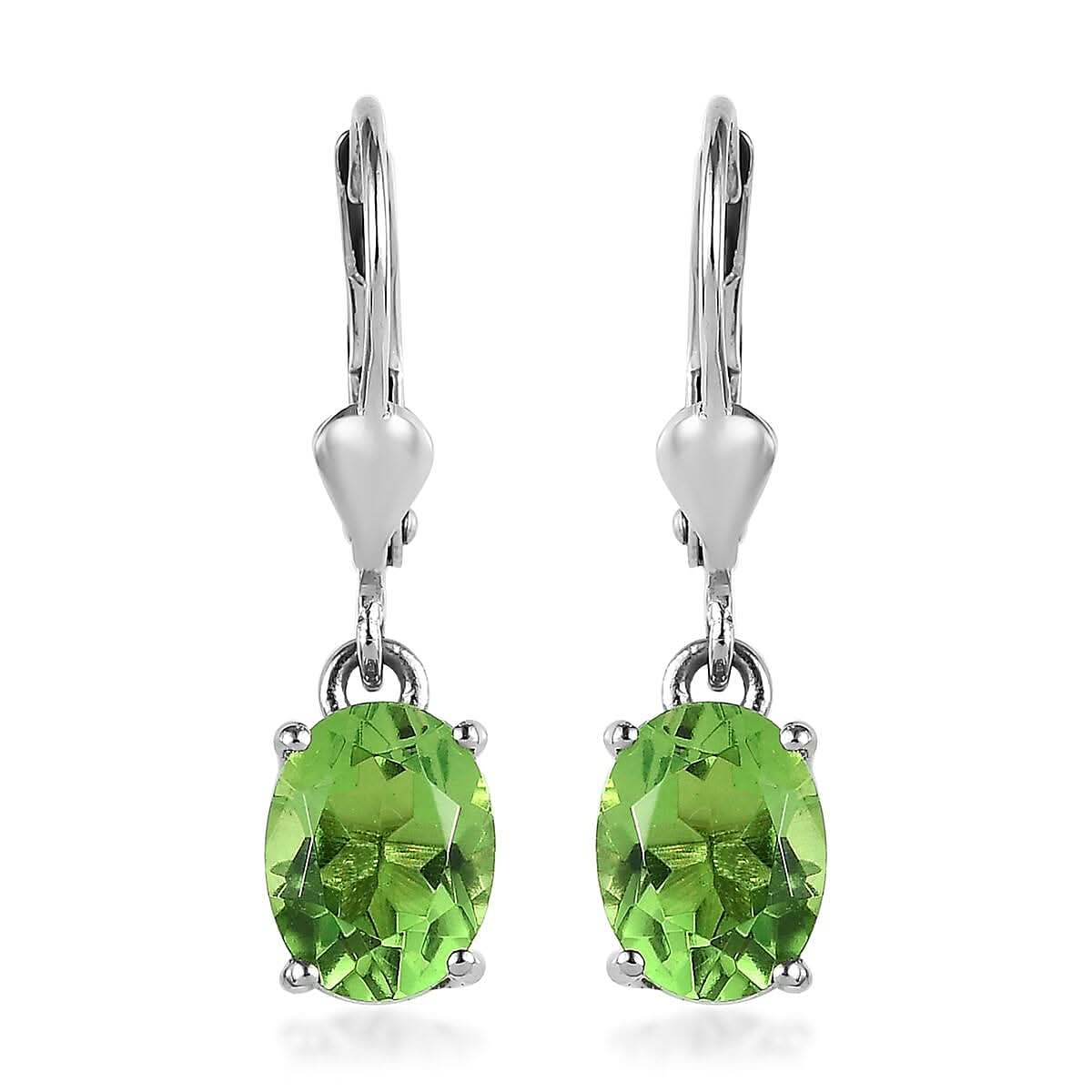 Chartreuse Quartz (Triplet) Earrings in Platinum Over Sterling Silver 2.85 ctw