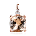 Luxoro 14K Rose Gold AAA Marropino Morganite and G-H I2 Diamond Pendant 5.15 ctw - Sticky add to cart bar