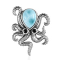 GP Trionfo Collection Premium Larimar and Thai Black Spinel Octopus Pendant in Sterling Silver 6.65 ctw - Sticky add to cart bar