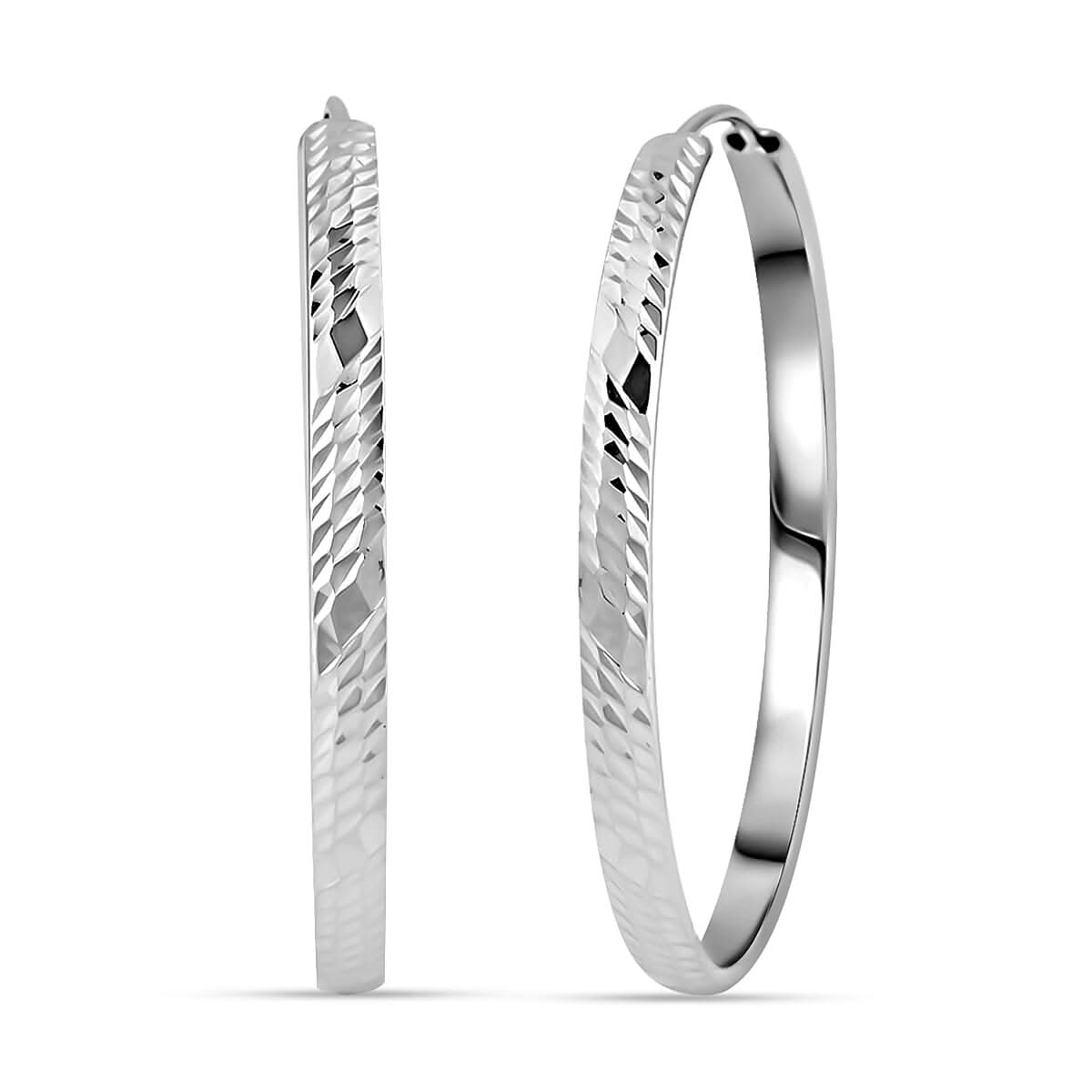 950 Platinum Electroform 6.5mm Hoop Earrings 8 Grams