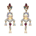Ethiopian Welo Opal and Multi Gemstone Floral Chandelier Earrings in Vermeil Yellow Gold Over Sterling Silver 5.75 ctw - Sticky add to cart bar