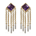 Amethyst and Moissanite Dangling Fringe Earrings in Vermeil Yellow Gold Over Sterling Silver 5.35 ctw - Sticky add to cart bar