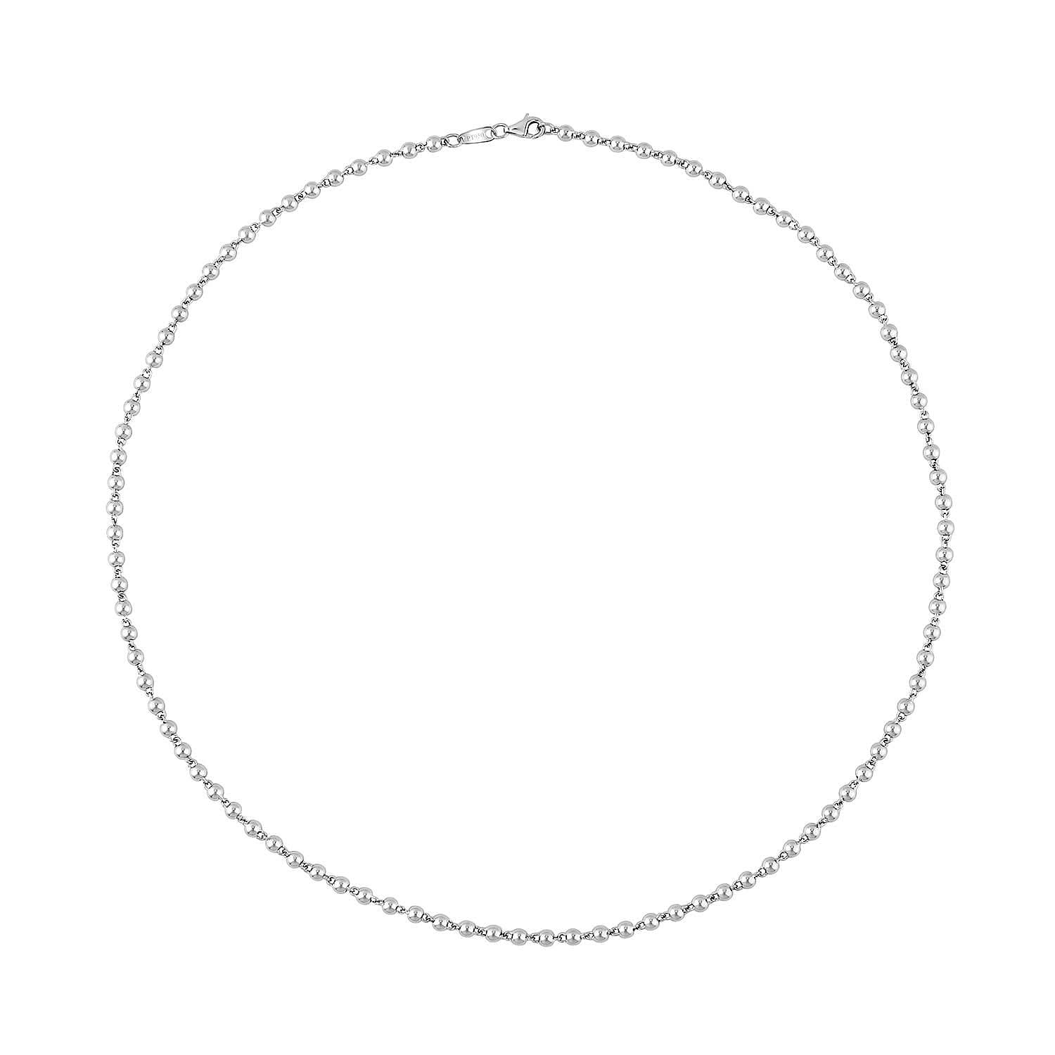 950 Platinum Electroform 3.55mm Buffing Beaded Chain Necklace with 8mm Lobster Lock 20 Inches 16.30 Grams