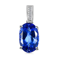 Luxoro 10K White Gold Premium Tanzanite and G-H I3 Diamond Pendant 3.35 ctw