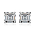 Asscher Cut Moissanite Solitaire Stud Earrings in Platinum Over Sterling Silver 1.35 ctw - Sticky add to cart bar
