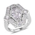 Lustro Stella Finest CZ Ring in Platinum Over Sterling Silver (Size 10.0) 5.40 ctw - Sticky add to cart bar