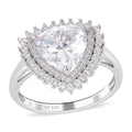 Lustro Stella Finest CZ Halo Ring in Platinum Over Sterling Silver (Size 10.0) 3.20 ctw - Sticky add to cart bar