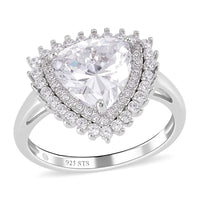 Lustro Stella Finest CZ Halo Ring in Platinum Over Sterling Silver (Size 10.0) 3.20 ctw