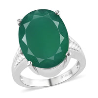 Verde Onyx Solitaire Ring in Stainless Steel (Size 10.0) 9.50 ctw