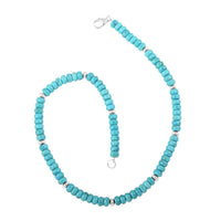 Blue Turquoise Beaded Necklace 18 Inches in Sterling Silver 225.00 ctw