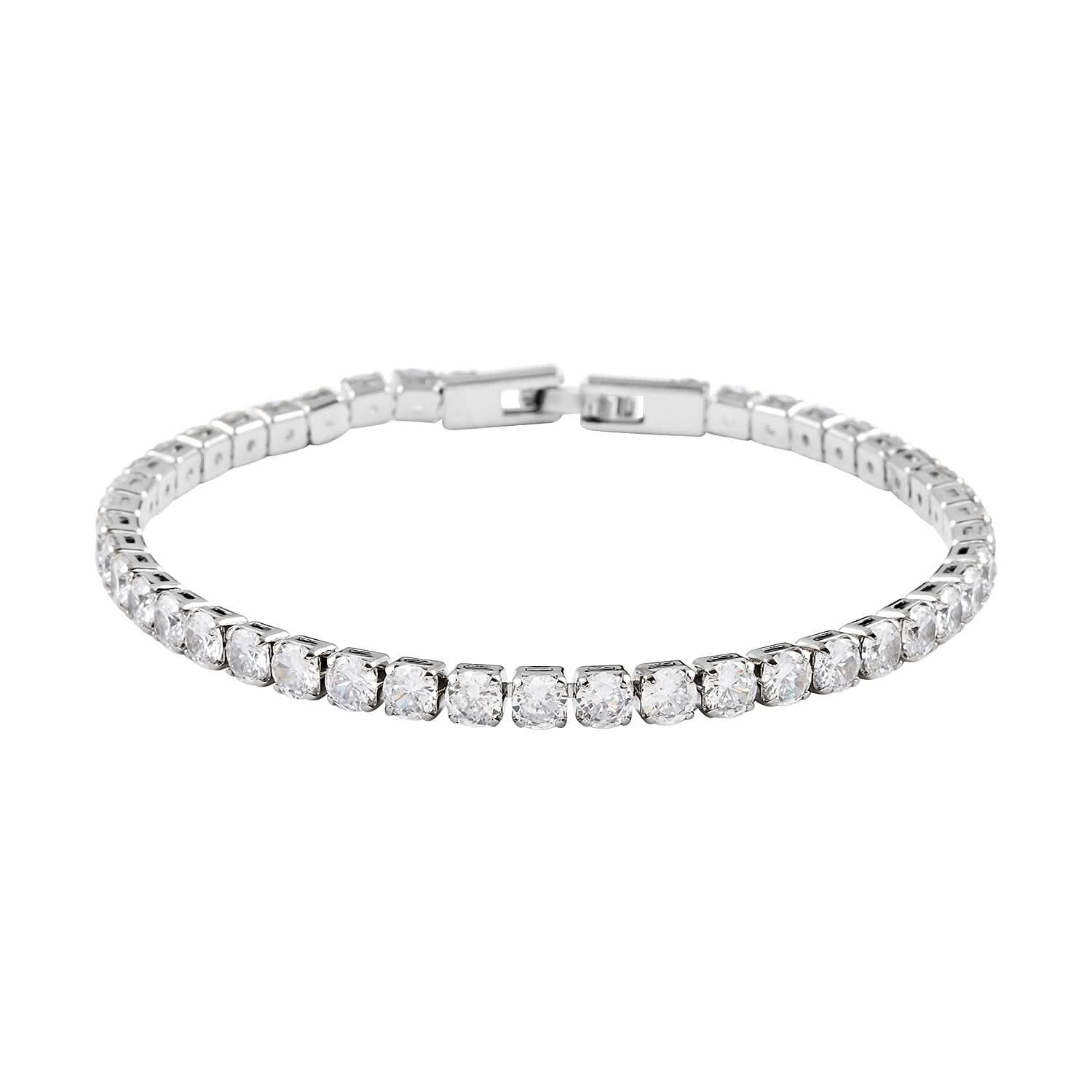 Simulated Diamond Bracelet in Silvertone (8.00 In) 11.25 ctw