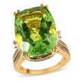 Chartreuse Quartz (Triplet) and White Zircon Ring in Vermeil Yellow Gold Over Sterling Silver 22.35 ctw (Del. in 7-10 Days) - Sticky add to cart bar