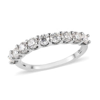Moissanite 9 Stone Ring in Platinum Over Sterling Silver 0.75 ctw