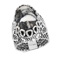 Artisan Crafted White Buffalo Ring in Sterling Silver (Size 10.0) 13.90 ctw