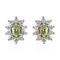 Premium Tsavorite Garnet and White Zircon Floral Stud Earrings in Vermeil Yellow Gold Over Sterling Silver 1.25 ctw - Sticky add to cart bar