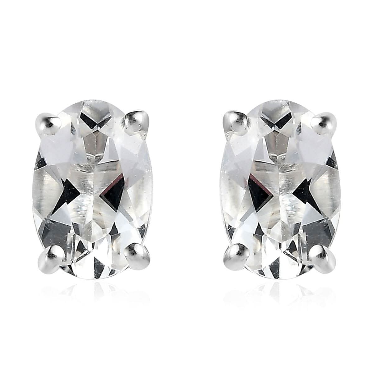Brazilian Petalite Solitaire Stud Earrings in Sterling Silver 0.75 ctw