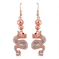 White and Black Austrian Crystal Dragon Earrings in Silvertone - Sticky add to cart bar