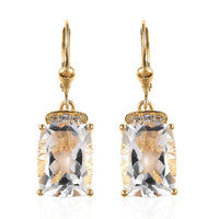 White Crystal and Tanzanite Earring in Vermeil Yellow Gold Over Sterling Silver 0.15 ctw