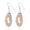 Pink Geode Slice Earrings in Silvertone 28.80 ctw - Sticky add to cart bar