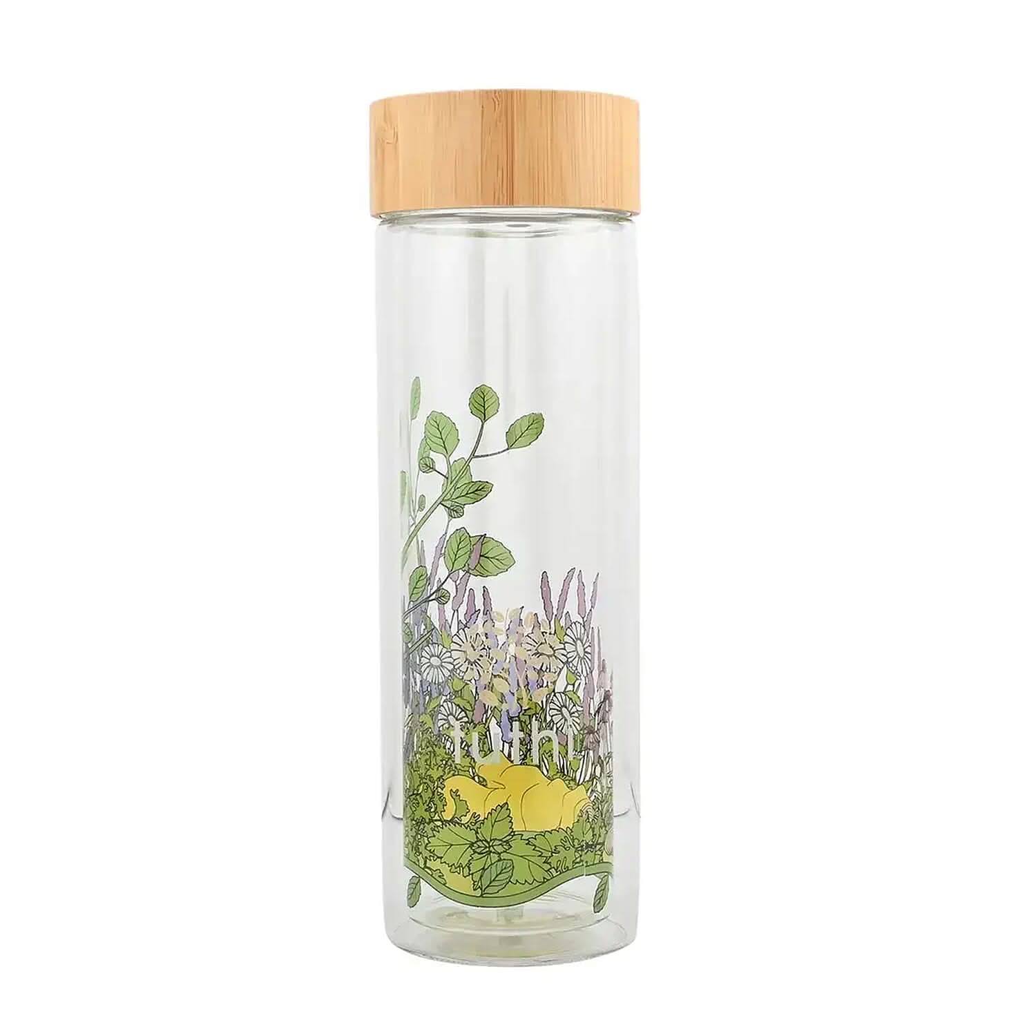 Closeout Tuthi Glass Bottle with Bamboo Lid