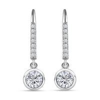 Moissanite Lever Back Earrings in Platinum Over Sterling Silver 1.90 ctw