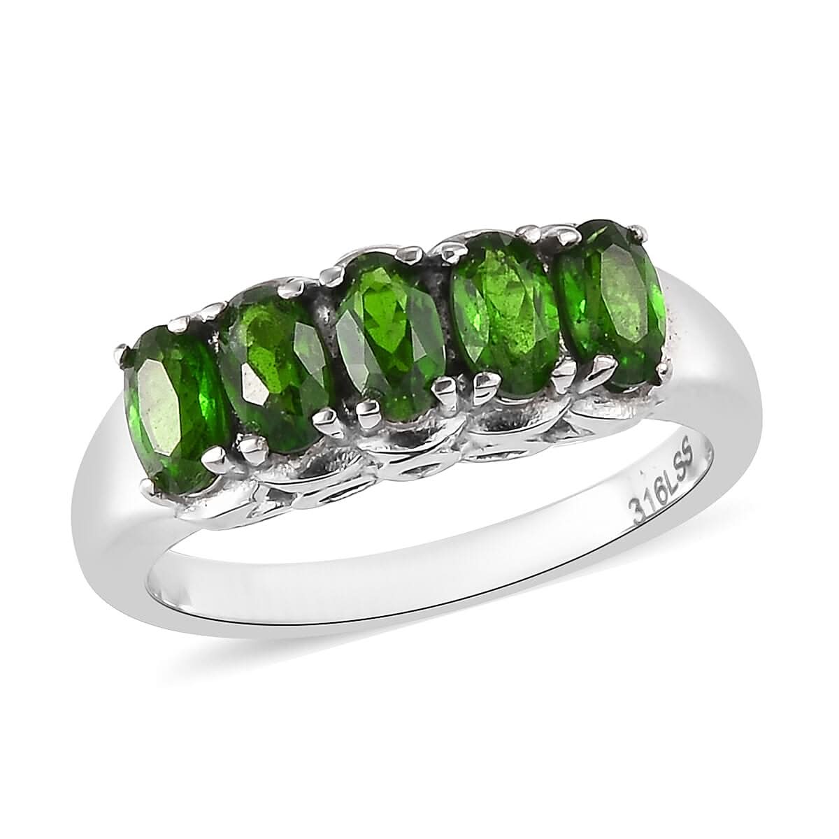 Chrome Diopside 5 Stone Ring in Stainless Steel (Size 10.0) 1.15 ctw