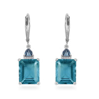 Dean Teal Fluorite (IR) and Multi Gemstone Lever Back Earrings in Rhodium Over Sterling Silver 16.10 ctw