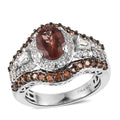 Champagne Rose Apatite, White and Coffee Zircon Ring in Platinum Over Sterling Silver 3.25 ctw - Sticky add to cart bar