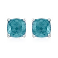 Teal Fluorite Solitaire Stud Earrings in Rhodium Over Sterling Silver 5.25 ctw - Sticky add to cart bar