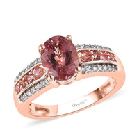 Red Apatite and Multi Gemstone Ring in Vermeil Rose Gold Over Sterling Silver (Size 10.0) 1.65 ctw