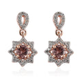 D'Joy Red Rose Apatite and White Zircon Dangling Earrings in Vermeil Rose Gold Over Sterling Silver 0.90 ctw - Sticky add to cart bar