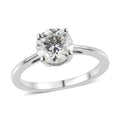 Moissanite (Rnd 6.5mm) Solitaire Ring in Platinum Over Sterling Silver (Size 10.0) 1.25 ctw - Sticky add to cart bar