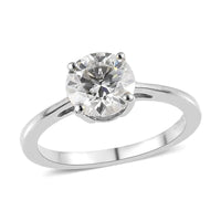 Moissanite (Rnd 6.5mm) Solitaire Ring in Platinum Over Sterling Silver (Size 10.0) 1.25 ctw