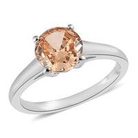 Simulated Champagne Diamond Solitaire Ring in Sterling Silver 2.00 ctw
