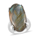 Malagasy Labradorite Solitaire Ring in Stainless Steel (Size 10.0) 29.65 ctw - Sticky add to cart bar
