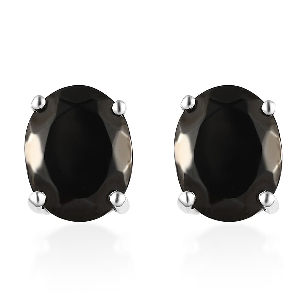 Elite Shungite Solitaire Stud Earrings in Platinum Over Sterling Silver 1.90 ctw