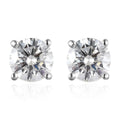 Moissanite Solitaire Stud Earrings in Platinum Over Sterling Silver 1.90 ctw - Sticky add to cart bar
