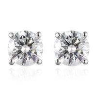 Moissanite Solitaire Stud Earrings in Platinum Over Sterling Silver 1.90 ctw