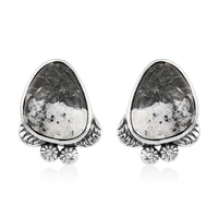 Artisan Crafted White Buffalo Earrings in Sterling Silver 9.00 ctw