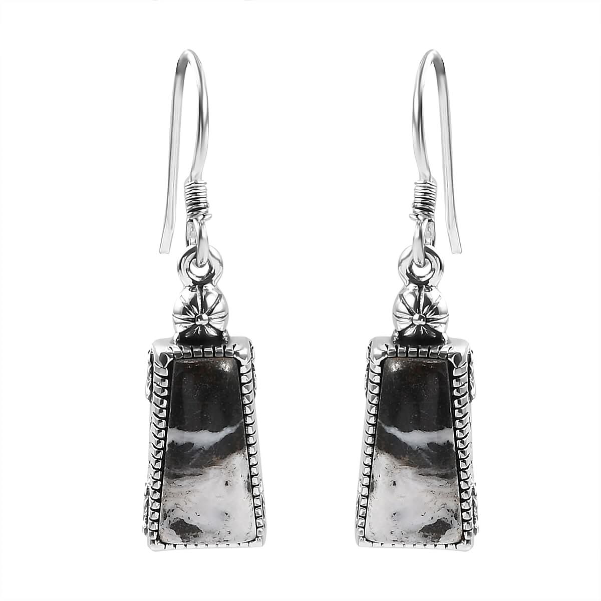 Artisan Crafted White Buffalo Earrings in Sterling Silver 11.50 ctw